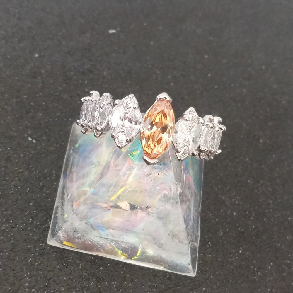 Bomb Party BP Happier Than Ever Smokey Topaz Silver Rhodium Ring size 11